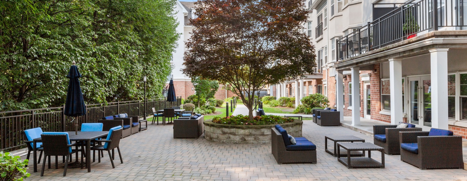 outdoor courtyard with seating area